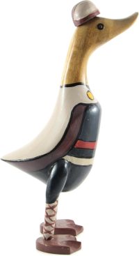 Hand Carved Wooden Bamboo Duck ~ Viking Warrior 26.5cm High - Image 2