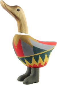 Hand Carved Wooden Bamboo Duck ~ Duck in Court Jester Costume 21.5cm High - Image 4