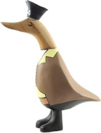 Hand Carved Wooden Bamboo Duck ~ Pirate Duck 23cm High - Image 4