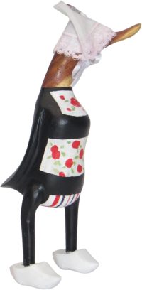 Hand Carved Wooden Bamboo Duck ~ Dutch Girl Traditional Dress 25cm High - Image 3