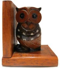 Hand Carved Wooden Owl ~ Bookstand Right Side Bookend 17.5cm High