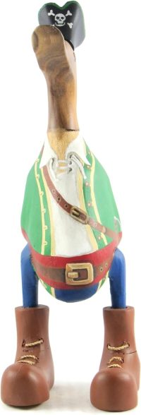 Hand Carved Wooden Bamboo Duck ~ Pirate Duck 26.5cm High - Image 3