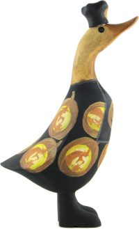 Hand Carved Wooden Bamboo Duck ~ Duck in Halloween Costume 23cm High