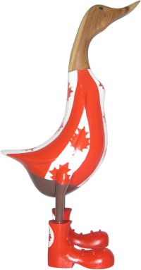 Hand Carved Wooden Bamboo Duck ~ Large Canada Flag Costume 46.5cm High - Image 4