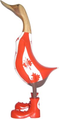 Hand Carved Wooden Bamboo Duck ~ Large Canada Flag Costume 46.5cm High - Image 8