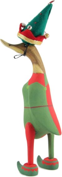 Hand Carved Wooden Bamboo Duck ~ In Court Jester Costume 26.5cm High - Image 6