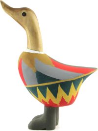 Hand Carved Wooden Bamboo Duck ~ Duck in Court Jester Costume 21.5cm High - Image 5