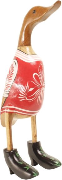 Hand Carved Wooden Bamboo Duck ~ Traditional European Dress 38cm High