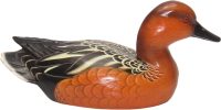 Hand Carved Wooden Decoy Duck ~ Cinnamon Teal Duck 27cm Long