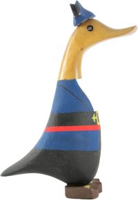 Hand Carved Wooden Bamboo Duck ~ Pirate Duck 22.5cm High - Image 2