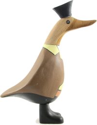 Hand Carved Wooden Bamboo Duck ~ Pirate Duck 23cm High - Image 2