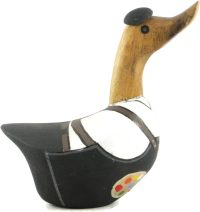 Hand Carved Wooden Bamboo Duck ~ Painter Duck 18cm High - Image 2