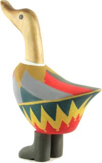 Hand Carved Wooden Bamboo Duck ~ Duck in Court Jester Costume 21.5cm High - Image 6