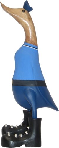 Hand Carved Wooden Bamboo Duck ~ Nurse Duck In Blue Uniform 33cm High - Image 8