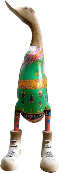 Hand Carved Wooden Duck ~ Indian Folk Traditional Dress 47cm High - Image 2