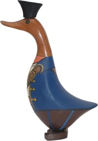 Hand Carved Wooden Bamboo Duck ~ Pirate Duck 22cm High - Image 8