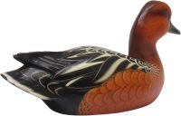 Hand Carved Wooden Decoy Duck ~ Cinnamon Teal Duck 27cm Long - Image 4