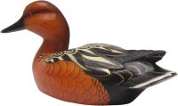 Hand Carved Wooden Decoy Duck ~ Cinnamon Teal Duck 27cm Long - Image 7