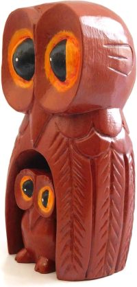 Hand Carved Wooden Owl ~ Owl Mum and Owlette 19.5cm High - Image 8