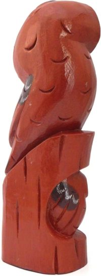 Hand Carved Wooden Owl ~ Mother Owl and Owlette on a Log 29.5cm High - Image 4