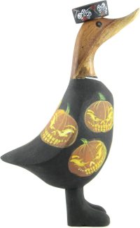 Hand Carved Wooden Bamboo Duck ~ Duck in Halloween Costume 23cm High