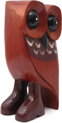 Hand Carved Wooden Owl ~ Owl with Boots 19cm High - Image 2