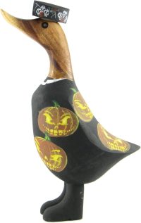 Hand Carved Wooden Bamboo Duck ~ Duck in Halloween Costume 23cm High - Image 4