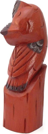 Hand Carved Wooden Owl ~ Mother Owl and Owlette on a Log 29.5cm High - Image 6