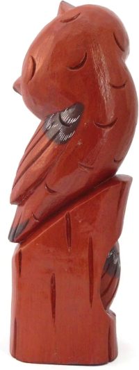 Hand Carved Wooden Owl ~ Mother Owl and Owlette on a Log 29.5cm High - Image 5