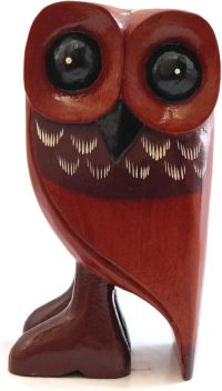 Hand Carved Wooden Owl ~ Owl with Boots 19cm High