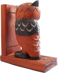 Hand Carved Wooden Book End ~ Owl Bookstand Bookend 22.5cm High - Image 4