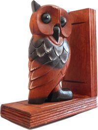 Hand Carved Wooden Book End ~ Owl Bookstand Bookend 22.5cm High